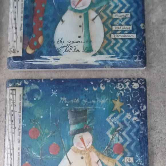 Lot of four ceramic snowman coasters - Picture 4 of 9